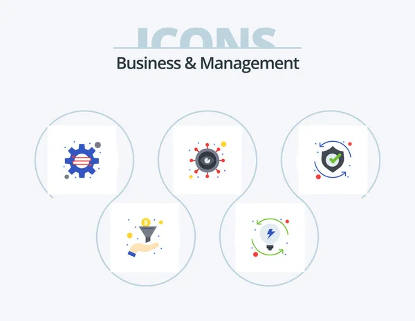 Business Management Flat Icon Pack Icon Design Security Protect Company — Vetor de Stock
