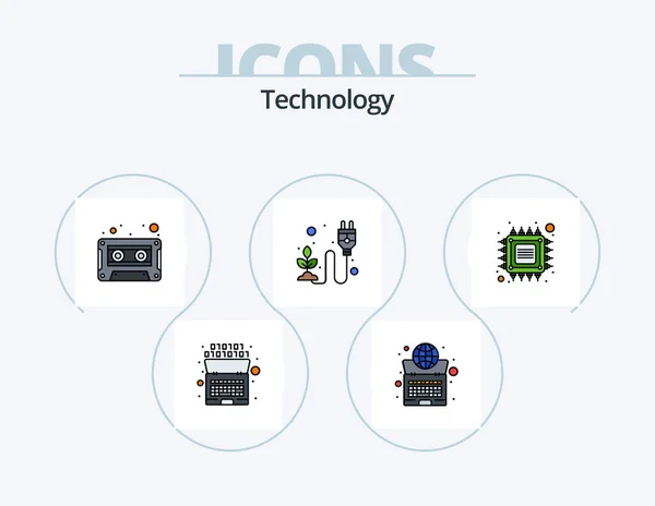 Technology Line Filled Icon Pack Icon Design Inglés Lente Foto — Vector de stock