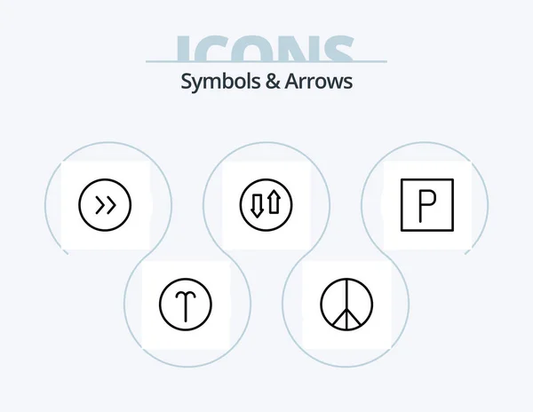 Дизайн Иконы Arrows Line Pack Мир Стоп Хиппи Символы — стоковый вектор