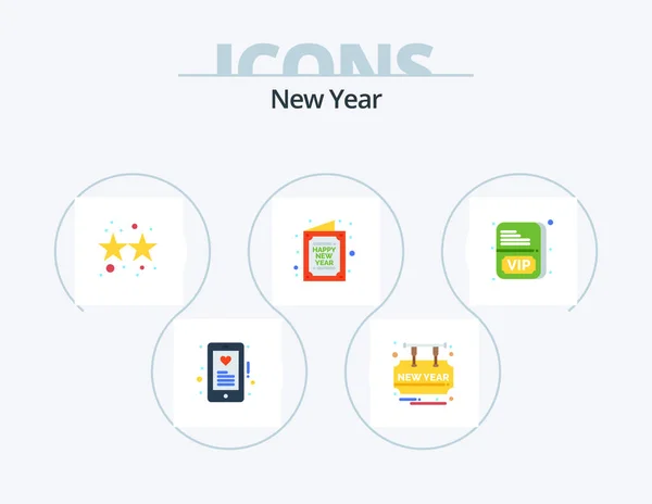 New Year Flat Icon Pack Icon Design Card New Firecracker — Stok Vektör