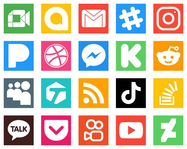 Modern Social Media Icons Funding Instagram Facebook Dribbble Icons Eye — Stok Vektör