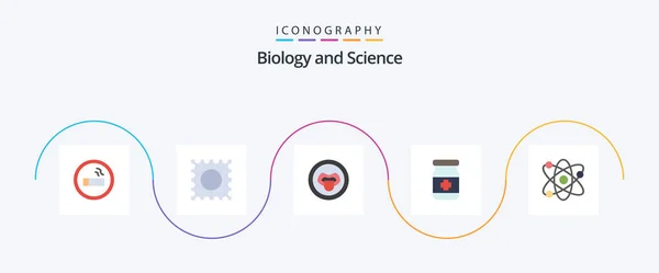 Biology Flat Icon Pack Including Bio Lips Lab Tablets — Wektor stockowy