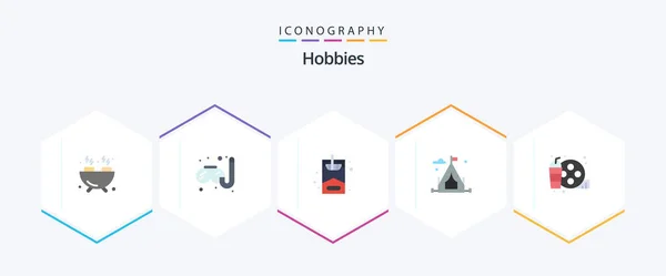Hobbies Flat Icon Pack Including Hobby Hobby Hobbies Real — Stock Vector