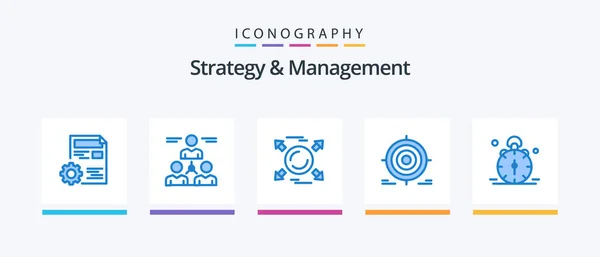 Strategy Management Blue Icon Pack Including Goal Goal Team Target — Wektor stockowy