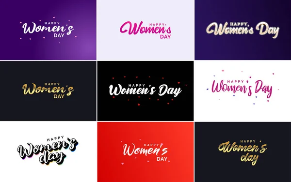 Happy Women Day Typography Design Pastel Color Scheme Geometric Shape — Stockový vektor