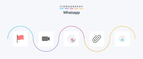 Whatsapp Flat Icon Pack Včetně Základního Vybavení Člověče Mapu Přidat — Stockový vektor