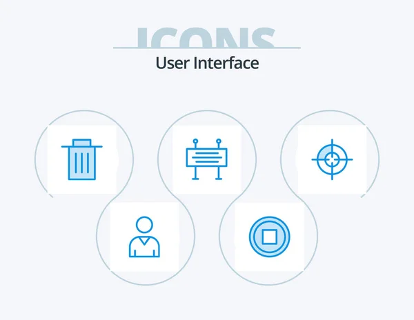 User Interface Blue Icon Pack Icon Design Interface Target Trash — Vetor de Stock
