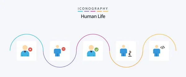 Human Flat Icon Pack Including Body Road Sign Check Human — Stock vektor