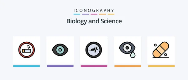 Biology Line Filled Icon Pack Including Bio Lsd Lab Science — Wektor stockowy