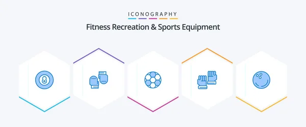Fitness Recreation Sports Equipment Blue Icon Pack Including Bowling Sport — Wektor stockowy