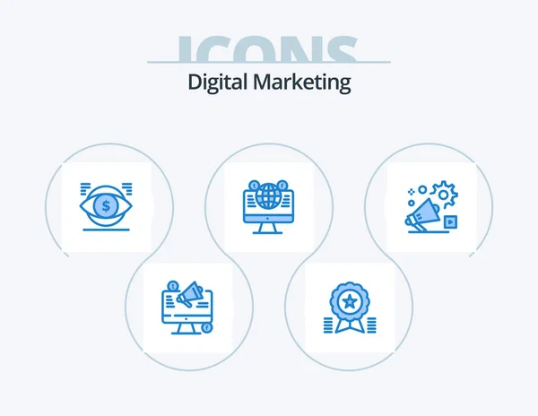 Digital Marketing Blue Icon Pack Icon Design Computer Website Medal — Stock Vector