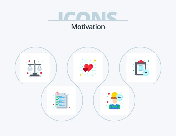 Motivation Flat Icon Pack Icon Design Time Love Balance Heart — ストックベクタ