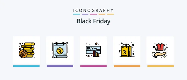 Black Friday Line Filled Icon Pack Including Agent Percentage Price — ストックベクタ
