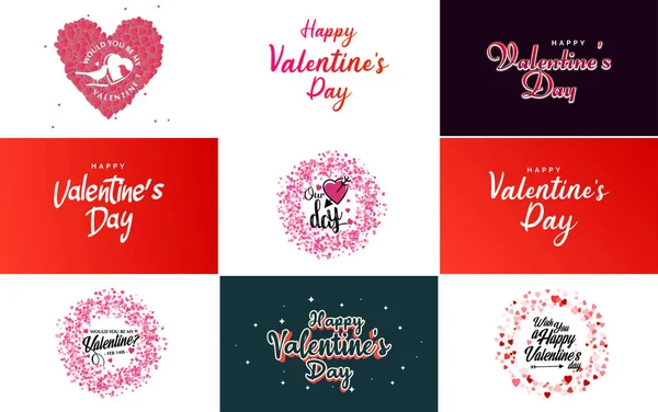 Red Flat Design Valentine Day Label Pack — Wektor stockowy
