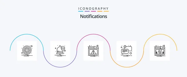 Notifications Line Icon Pack Including Activity Unread Web Message Chat – stockvektor