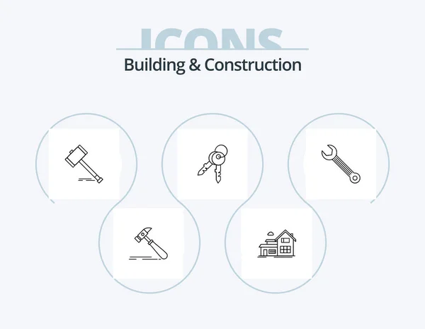 Building Construction Line Icon Pack Icon Design Repair Interior Transport — Vector de stock