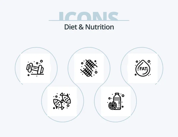 Diet Nutrition Line Icon Pack Icon Design Bottle Grape Gym — Stok Vektör