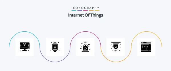 Internet Things Glyph Icon Pack Including Router Internet Home Network — Vettoriale Stock