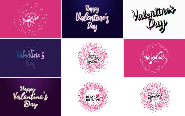 Happy Valentine Day Typography Design Heart Shaped Balloon Gradient Color — Archivo Imágenes Vectoriales