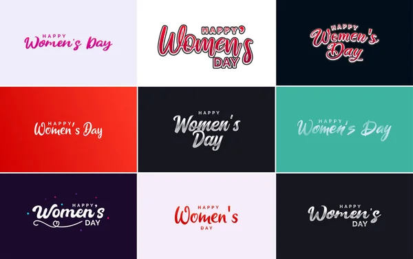 Abstract Happy Women Day Logo Love Vector Design Pink Red — Stock vektor