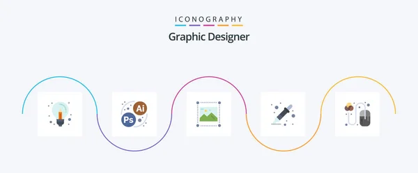 Graphic Designer Flat Icon Pack Including Design Dropper Design Color — Archivo Imágenes Vectoriales