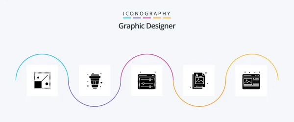 Graphic Designer Glyph Icon Pack Including Design Image Equalizer Idea — Vettoriale Stock