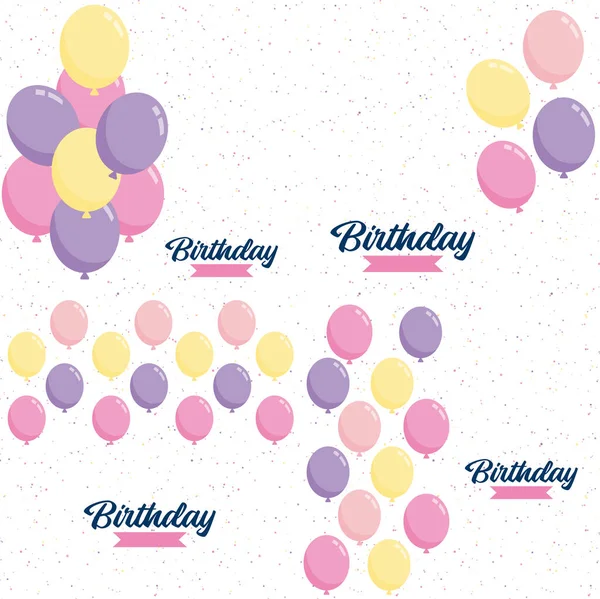 Happy Birthday Written Decorative Vintage Font Background Party Streamers Confetti — Stockvektor