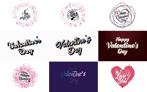 Happy Valentine Day Hand Drawn Lettering Vector Illustration Suitable Use — Διανυσματικό Αρχείο
