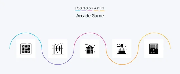 Arcade Glyph Icon Pack Including Play Fun Fun Arkanoid Game — Stock Vector