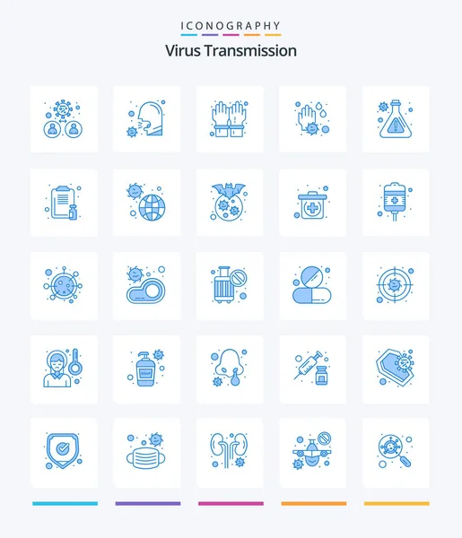 Creative Virus Transmission Blue Icon Pack Lab Water Drop Gloves — Stockový vektor