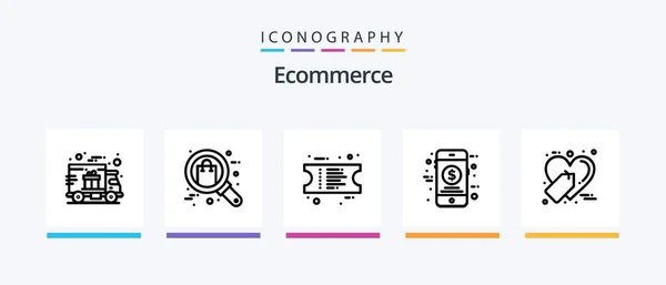 Ecommerce Line Icon Pack Including Product Ecommerce Shop Badge Gift — 图库矢量图片