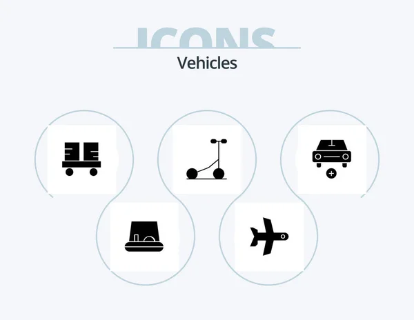 Vehicles Glyph Icon Pack Icon Design Car Forklift Add Sport — Stockový vektor