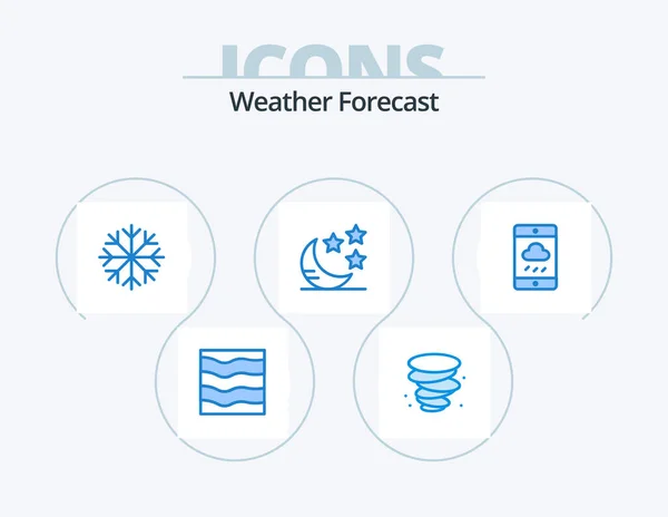 Weather Blue Icon Pack Icon Design Rain Cloud Frost Smartphone — Stok Vektör