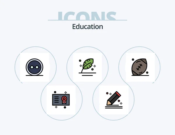 Education Line Filled Icon Pack Icon Design Creativity Bulb Scissor — ストックベクタ
