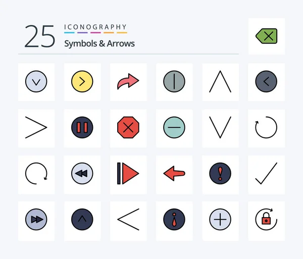 Symbols Arrows Line Filled Icon Pack Including Arrow Circle Arrow — Vettoriale Stock