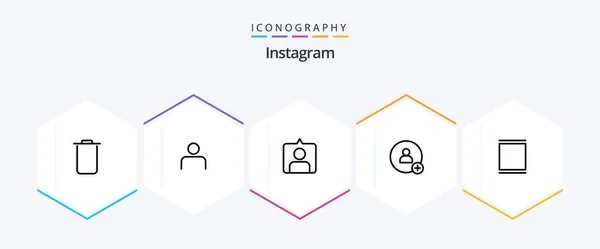 Instagram Line Icon Pack Including Timeline Instagram Contac Gallery Contact — Vettoriale Stock
