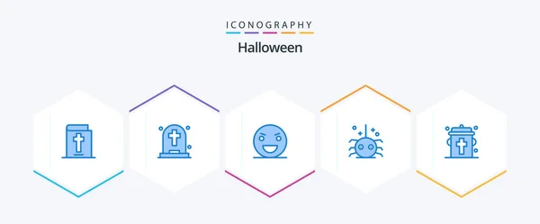 Halloween Blue Icon Pack Including Bottle Spider Halloween Insect Bug — Stockvektor