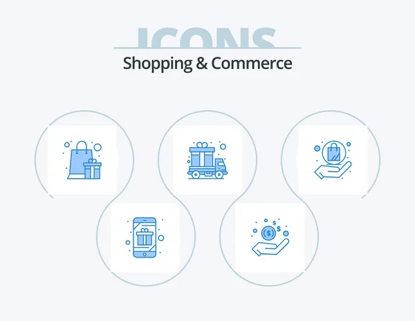 Shopping Commerce Blue Icon Pack Icon Design Truck Gift Money — 图库矢量图片