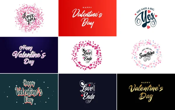 Valentine Valentine Holiday Lettering Greeting Card — Stok Vektör