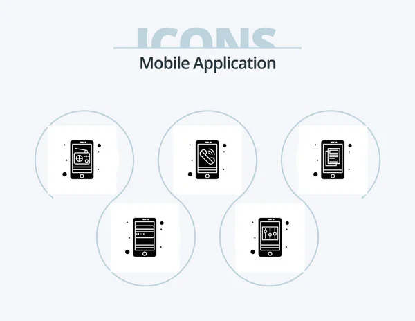 Mobile Anwendung Glyph Icon Pack Icon Design Informationen Telefon Kommunikation — Stockvektor