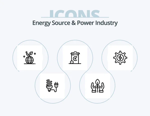 Energy Source Power Industry Line Icon Pack Icon Design Plug — Stock Vector