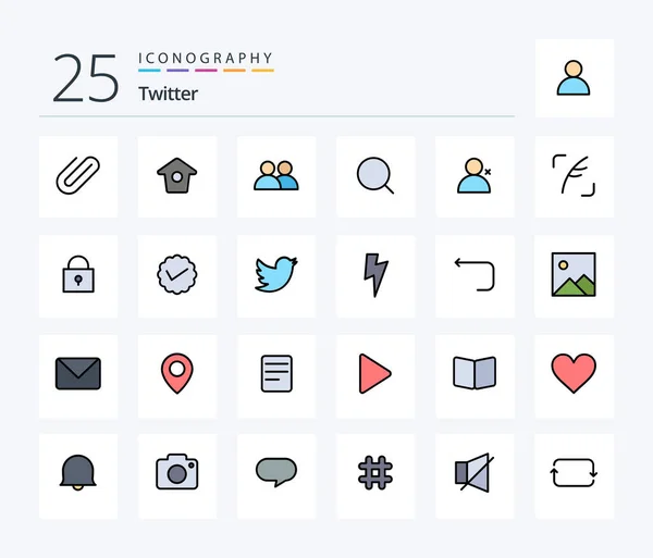 Twitter Line Filled Icon Pack Including Sets Discover People Contact — Stockvektor