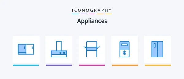 Appliances Blue Icon Pack Including Refrigerator Furniture Appliances Kitchen Creative — Stock Vector