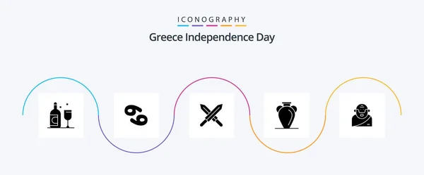 Griechenland Independence Day Glyph Icon Pack Mit Mythologie Gott Irland — Stockvektor
