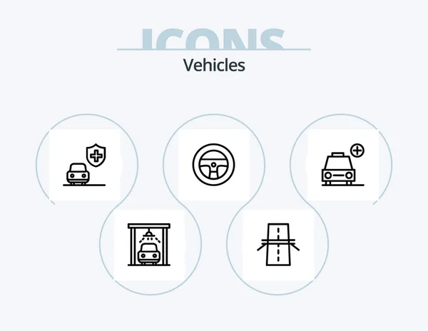 Автомобили Линии Icon Pack Icon Design Машину Шоссе Машину Решетка — стоковый вектор