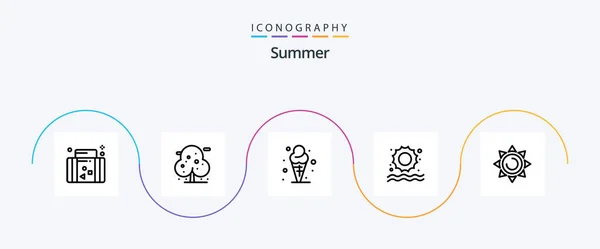 Summer Line Icon Pack Including Shinning Swimming Tree Sun Ice — Stock vektor