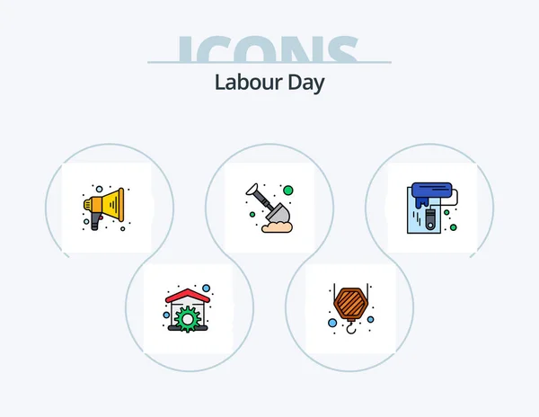 Labour Day Line Filled Icon Pack Icon Design International Construction — Vector de stoc