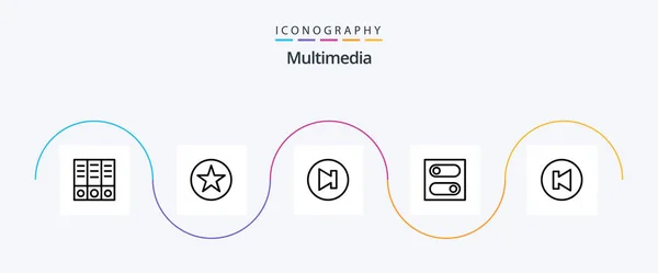 Multimedia Line Icon Pack Including Next Previous Arrow — Stok Vektör