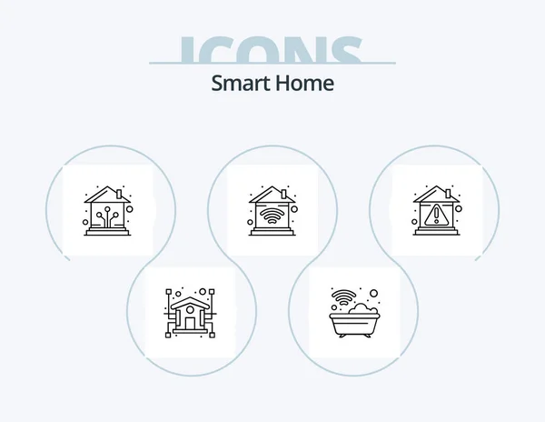 Дизайн Значков Smart Home Line Pack Дверь Защитить Умно Домой — стоковый вектор