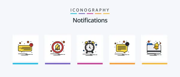 Notifications Line Filled Icon Pack Including Message Unread Chat Message – stockvektor